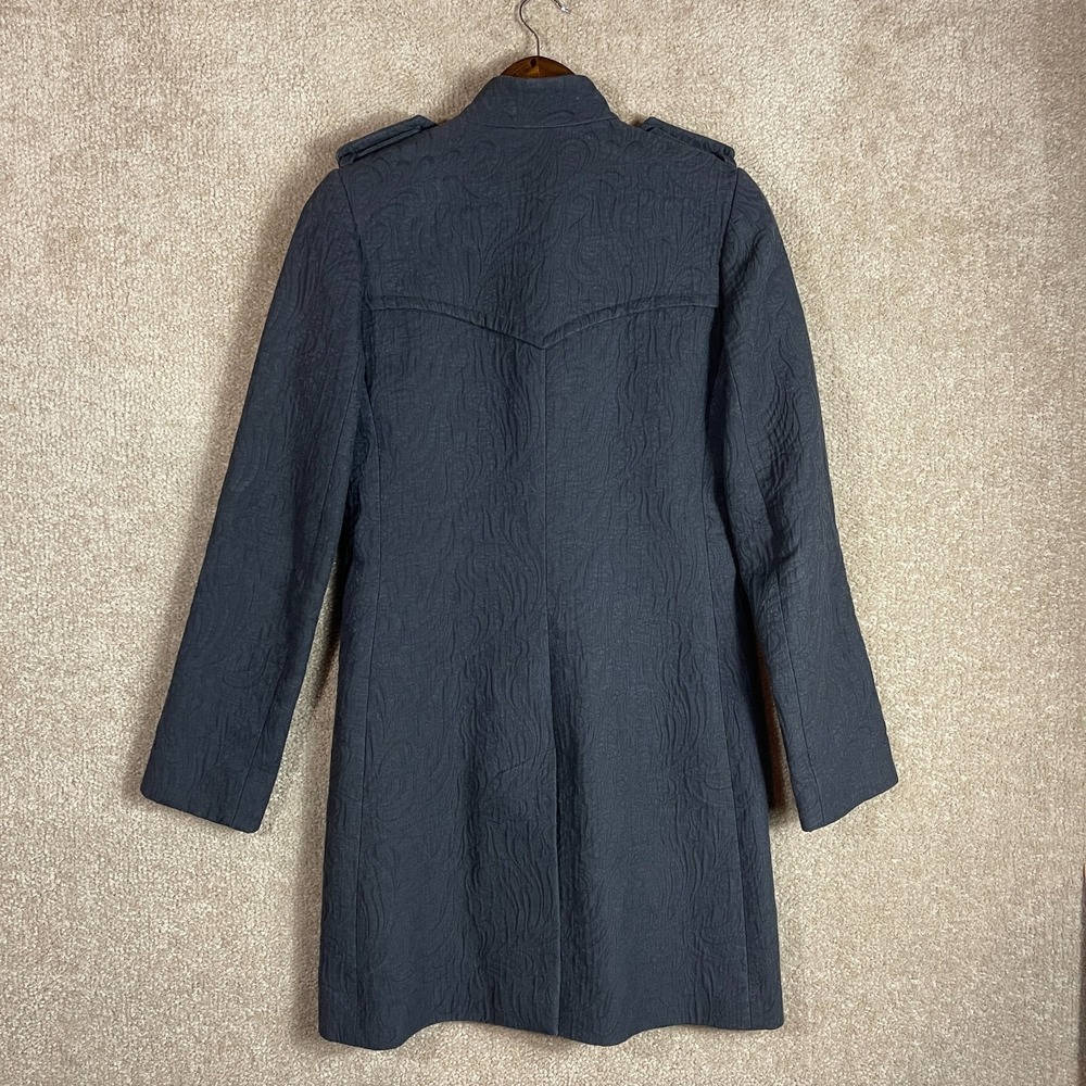 Club Monaco Jacket Womens Size XS Black Cotton Jacquard Long Trench Coat Modern - Picture 9 of 9